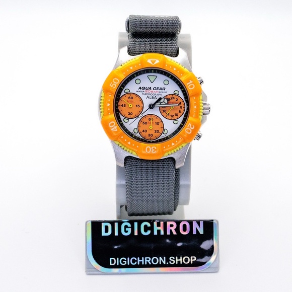 Seiko Rare Alba Aqua Gear V654-6010 Japan Import 36mm Chronograph Watch